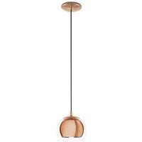 Loops Pendant Ceiling Light Copper Coloured Steel Shade Clear Glass Bulb E27 1x40W