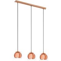 Loops Pendant Ceiling Light Colour Copper Coloured Shade Clear Glass Bulb E27 3x40W