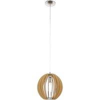 Loops Pendant Ceiling Light Colour Satin Nickel Shade Maple Wood Small Bulb E27 1x60W in Metallics