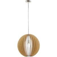 Loops Pendant Ceiling Light Colour Satin Nickel Shade Maple Wood Medium Bulb E27 1x60W in Metallics
