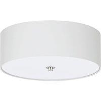 Loops Flush Ceiling Light Colour Satin Nickel Shade White Fabric Glass Bulb E27 3x60W in Metallics