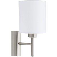 Loops Wall Light Colour Satin Nickel Shade White Fabric Rocker Switch Bulb E27 1x60W in Metallics