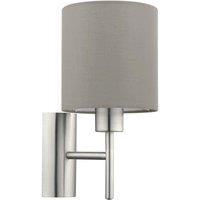 Loops Wall Light Colour Satin Nickel Shade Taupe Fabric Rocker Switch Bulb E27 1x60W in Metallics