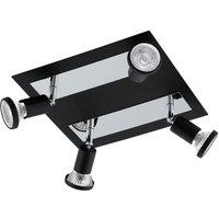 Loops Wall Ceiling 4 Spot Light Colour Black Chrome Shade & Back Plate Bulb GU10 4x5W