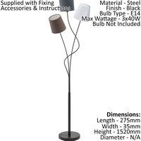 Loops Floor Lamp Light Black Anthracite/White/Brown Shade Pedal Switch Bulb E14 3x40W
