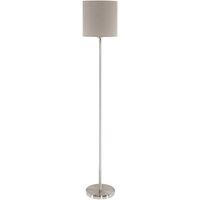 Loops Floor Lamp Light Satin Nickel Shade Taupe Fabric Pedal Switch Bulb E27 1x60W in Metallics