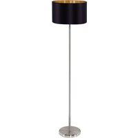 Loops Floor Lamp Light Satin Nickel Shade Black Gold Fabric Pedal Switch Bulb E27 in Metallics