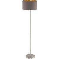 Loops Floor Lamp Light Satin Nickel Shade Cappuccino Gold Fabric Pedal Switch E27 in Metallics