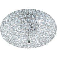 Loops Flush Ceiling Light Colour Chrome Plated Shade Clear Crystal Bulb E27 2x60W