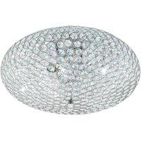 Loops Flush Ceiling Light Colour Chrome Plated Shade Clear Crystal Bulb E27 3x60W