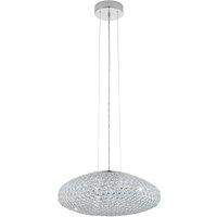 Loops Pendant Ceiling Light Colour Chrome Plated Shade Clear Crystal Bulb E27 3x60W