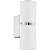 Loops Wall Light 2 x White Shades Chrome Banding & Back Plate Bulb GU10 2x3.3W Incl