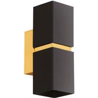 Loops Wall Light Colour Gold Plated Steel Black Square Shape Shade Bulb GU10 2x3.3W
