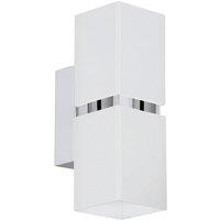 Loops Wall Light Colour Chrome Plated Steel White Square Shape Shade Bulb GU10 2x3.3W
