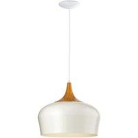 Loops Pendant Ceiling Light Colour Cream & Oak Coloured Steel Bulb E27 1x60W in Metallics
