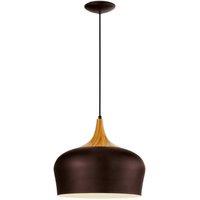 Loops Pendant Ceiling Light Brown with Cream Inner Coloured Steel Bulb E27 1x60W in Metallics