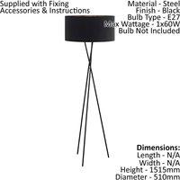 Loops Floor Lamp Light Black Shade Black Copper Fabric Pedal Switch Bulb E27 1x60W