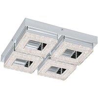 Loops Wall Flush Ceiling Light Chrome Shade Chrome Clear Plastic Crystal Bulb LED 4x4W