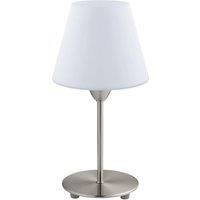 Loops Table Lamp Colour Satin Nickel Base Shade White Glass Opal Matt Bulb E14 1x60W in Metallics