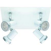 Loops Wall Flush Ceiling Light IP44 Bathroom Colour White Chrome Bulb GU10 4x3.3W Incl