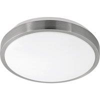 Loops Wall Flush Ceiling Light White Shade White Satined Nickel Plastic Bulb LED 18W in Metallics