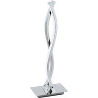 Loops Table Lamp Chrome Shade White Plastic In Line Switch Bulb LED 2x5W Included