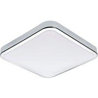 Loops Wall Flush Ceiling Light IP44 Bathroom Chrome Shade White Plastic Bulb LED 16W