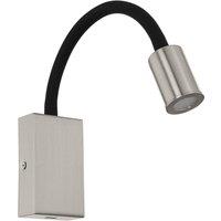 Loops Wall Light Colour Satin Nickel Black Steel & Plasic Bulb LED 3.5W Included in Metallics