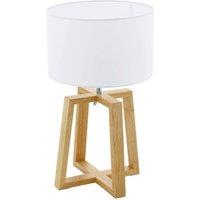 Loops Table Desk Lamp Colour Natural Chrome Shade White Fabric Bulb E27 1x60W