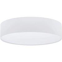 Loops Flush Ceiling Light Colour White Round White Fabric Shade Bulb E27 3x60W