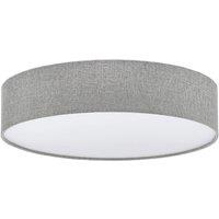 Loops Flush Ceiling Light Colour White Shade Grey White Fabric Linen Bulb E27 3x60W