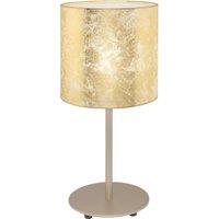 Loops Table Lamp Champagne Slim Stem Round Base Shade Gold Fabric Bulb E27 1x60W