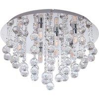 Loops Flush 8 Bulb Ceiling Light IP44 Colour Chrome Clear Crystal Bulb G9 8x3W Incl