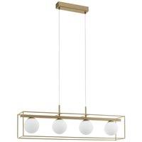 Loops Pendant Light Colour Champagne Shade White Glass Opal Matt Bulb E14 4x40W