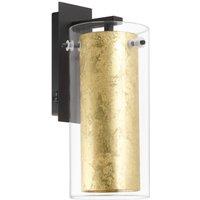 Loops Wall Light Colour Black Back Plate Shade Gold Inner Clear Glass Bulb E27 1x40W