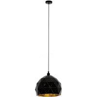 Loops Pendant Ceiling Light Colour Black Faceted Gold Inner Shade Bulb E27 1x60W