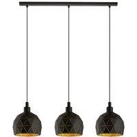 Loops Pendant Ceiling Light Colour Black Faceted Gold Inner Shade Bulb E14 3x40W