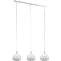 Loops Pendant Ceiling Light Colour White Steel Round Faceted Shade Bulb E14 3x40W