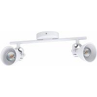 Loops Flush 2 Spot Ceiling Light Colour White Steel Bulb GU10 2x3.3W Included