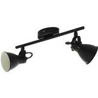 Loops Flush Ceiling Light 2 Spots Colour Black Steel Bulb GU10 2x3.3W Included