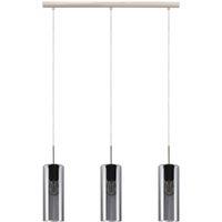 Loops Pendant Light Satin Nickel Shade Black Transparent Glass Vaporized E27 3x15W in Metallics