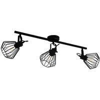 Loops Flush Ceiling Light 3 Spots Track Black Shade Open Wire Frame Bulb E27 3x40W
