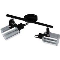 Loops Flush Ceiling Light Black Chrome Shade Black Glass Vaporized Bulb E27 2x40W