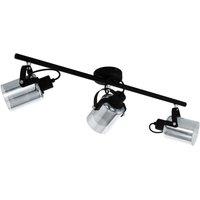 Loops Flush Ceiling Light Black Chrome Transparent Glass Vaporized Bulb E27 3x40W