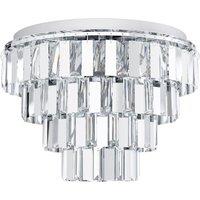 Loops Flush Ceiling Light Colour Chrome Shade Tiered Clear Crystals Bulb E14 7x40W