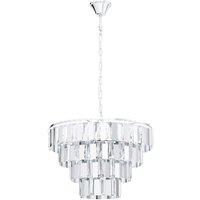 Loops Pendant Ceiling Light Colour Chrome Shade Clear Crystal Bulb E14 7x40W