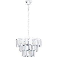 Loops Pendant Ceiling Light Colour Chrome Shade Clear Crystal Bulb E14 5x40W