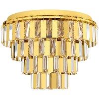 Loops Flush Ceiling Light Colour Brass Shade Tiered Clear Crystals Bulb E14 7x40W in Metallics