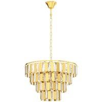 Loops Pendant Ceiling Light Colour Brass Tiered Clear Crystals Bulb E14 7x40W in Metallics