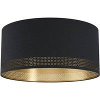 Loops Wall Flush Ceiling Light Colour Black Shade Black Gold Fabric Bulb E27 1x40W